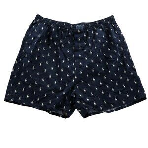 Polo Ralph Lauren Mens Boxer Shorts Medium Navy Blue Underwear Pull On Classic